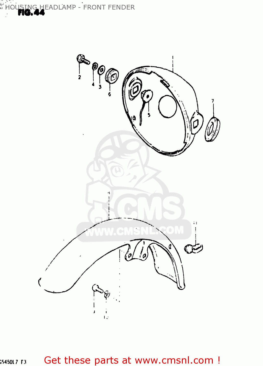 HOUSING HEADLAMP - FRONT FENDER GS450L 1981 (X) USA (E03)