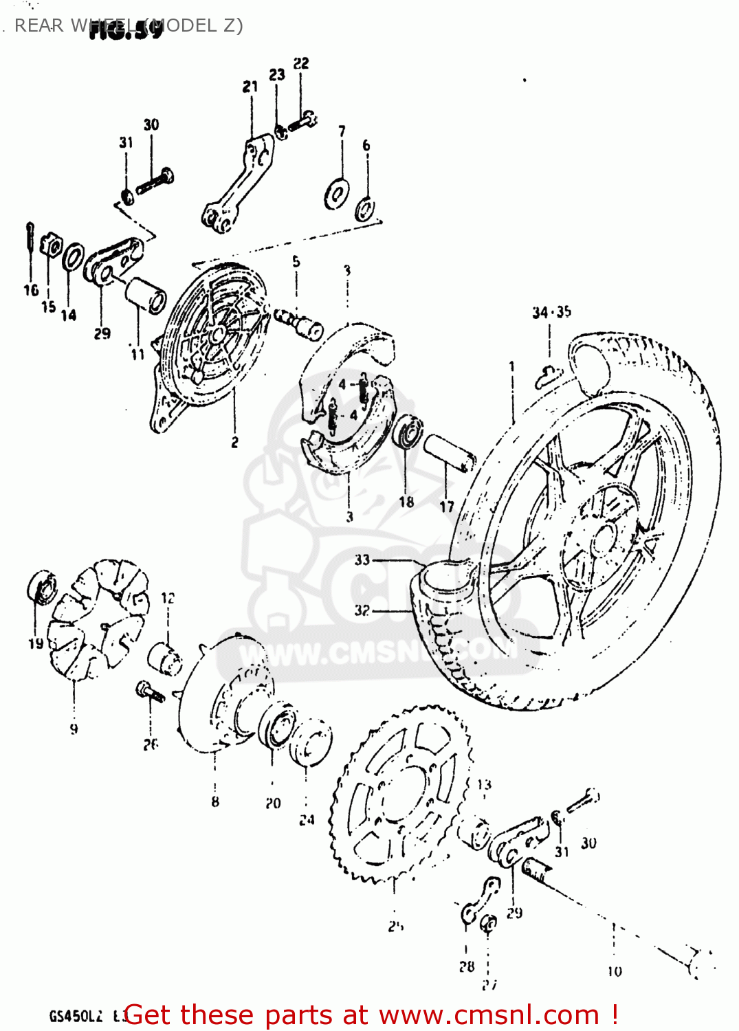 REAR WHEEL (MODEL Z) GS450L 1981 (X) USA (E03)