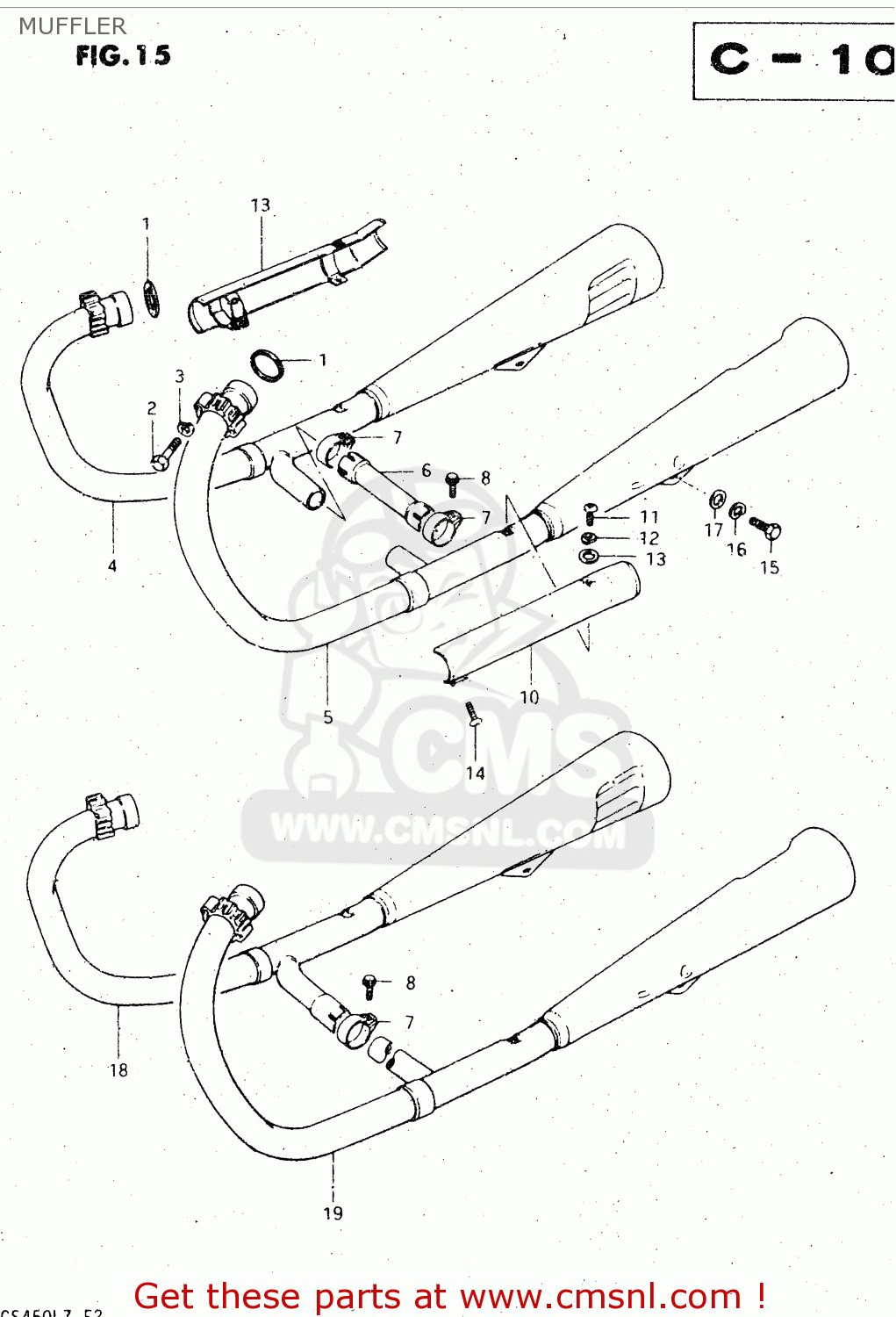 MUFFLER GS450L 1982 (Z) (E02 E21 E24 E25 E34 E39)