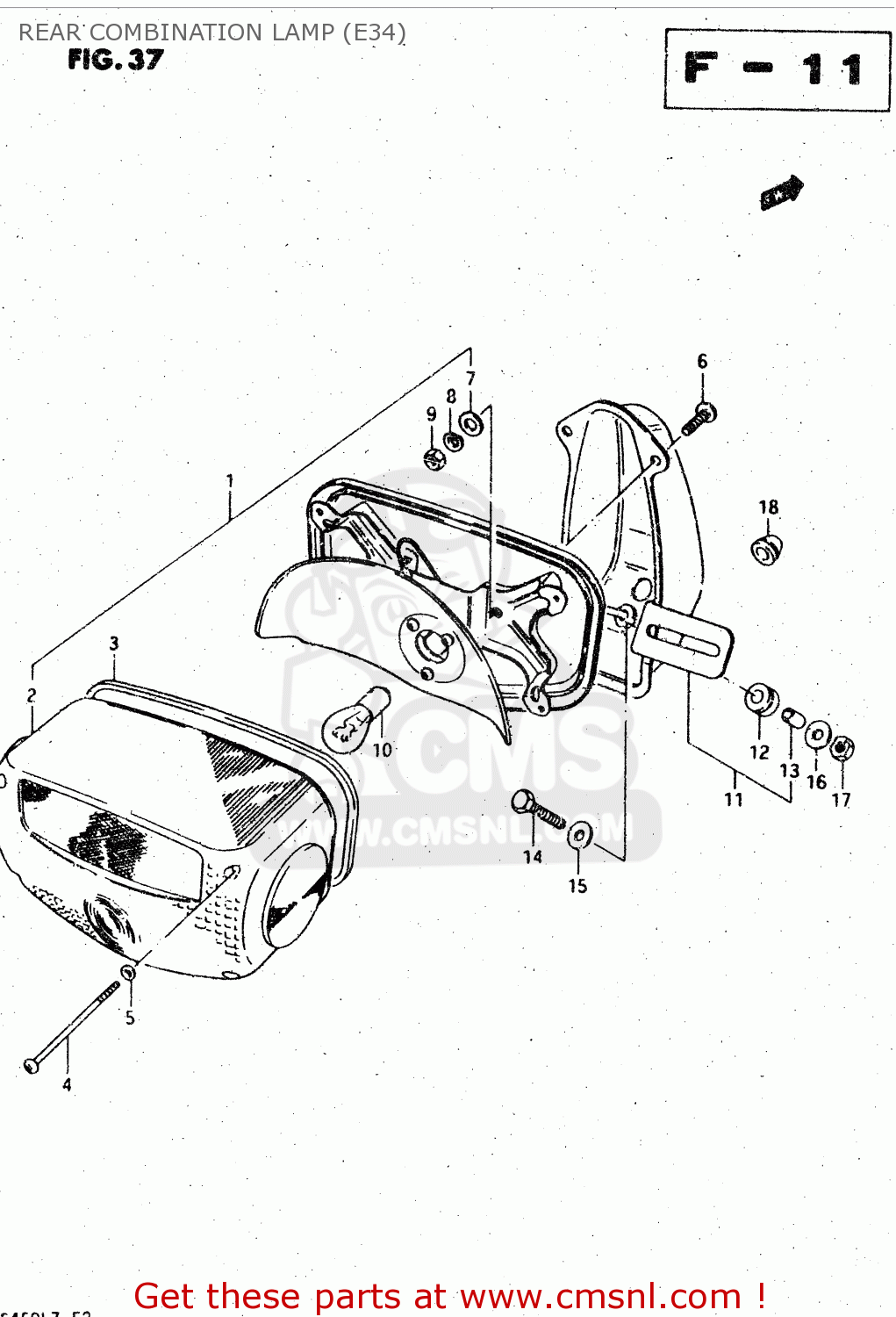 REAR COMBINATION LAMP (E34) GS450L 1982 (Z) (E02 E21 E24 E25 E34 E39)