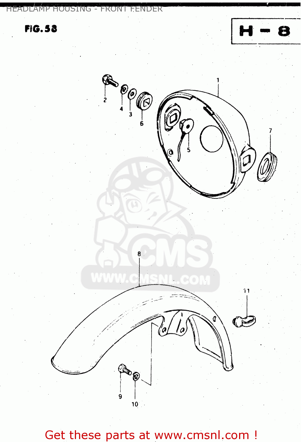 HEADLAMP HOUSING - FRONT FENDER GS450L 1982 (Z) (E02 E21 E24 E25 E34 E39)