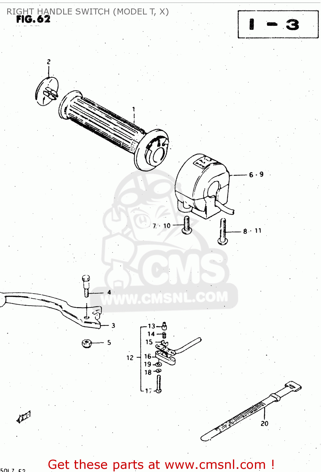 RIGHT HANDLE SWITCH (MODEL T, X) GS450L 1982 (Z) (E02 E21 E24 E25 E34 E39)
