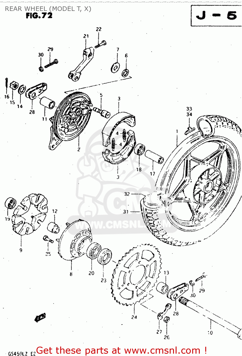 REAR WHEEL (MODEL T, X) GS450L 1982 (Z) (E02 E21 E24 E25 E34 E39)