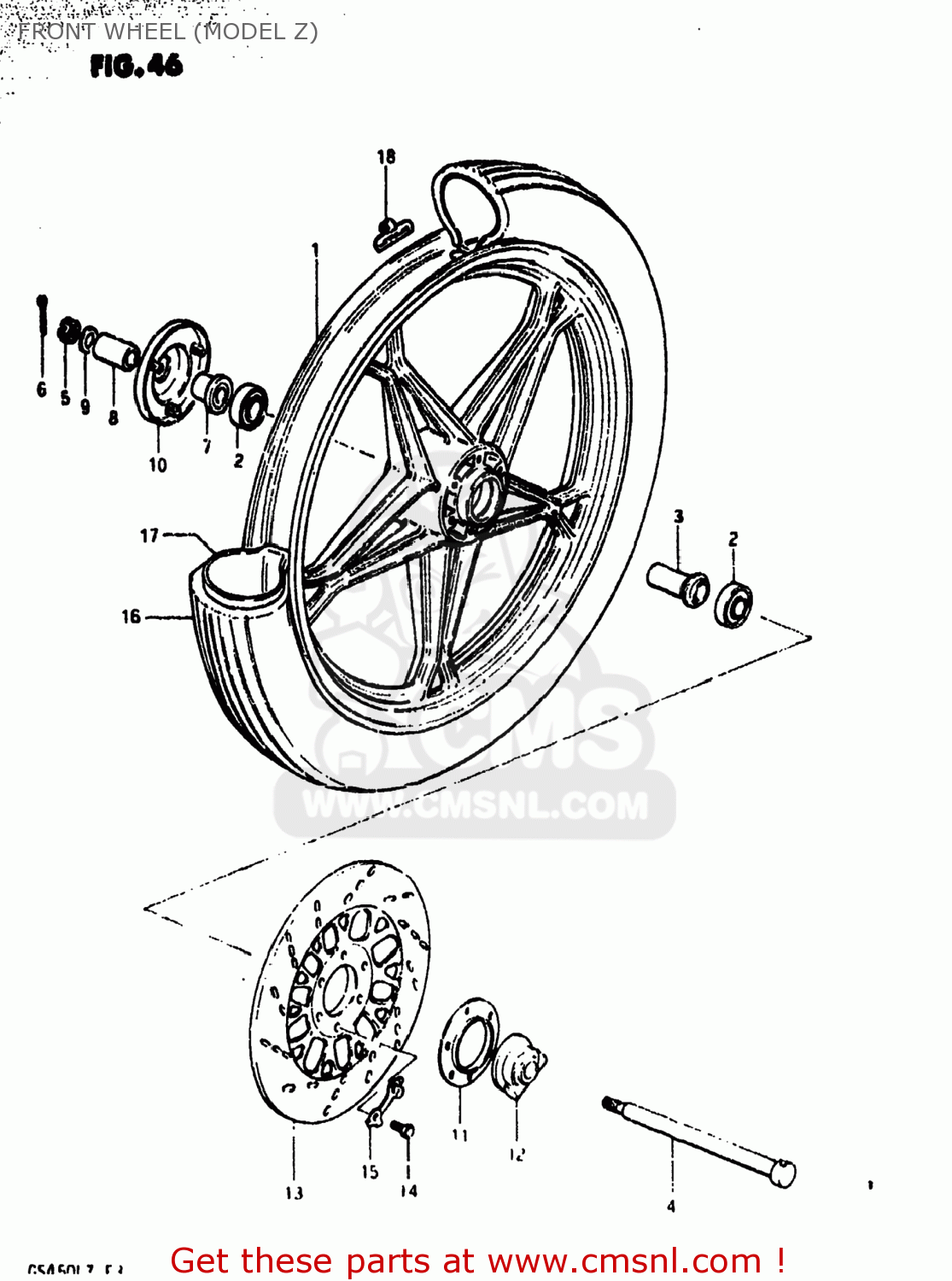 FRONT WHEEL (MODEL Z) GS450L 1982 (Z) USA (E03)