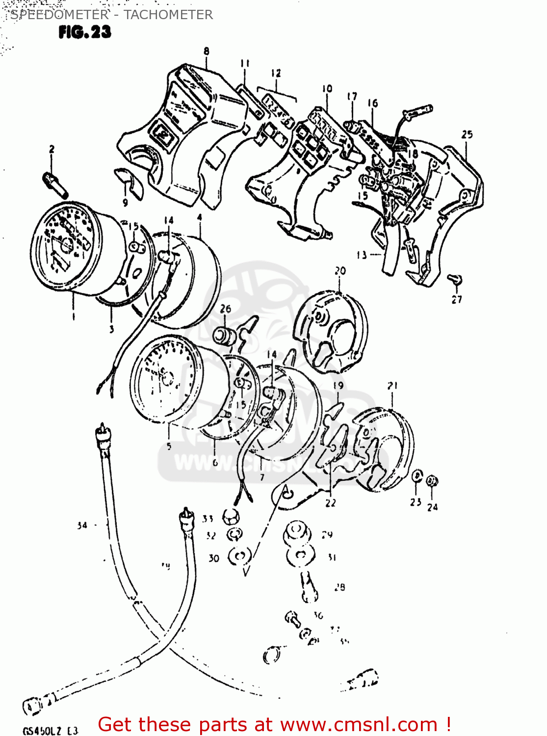 SPEEDOMETER - TACHOMETER GS450L 1982 (Z) USA (E03)
