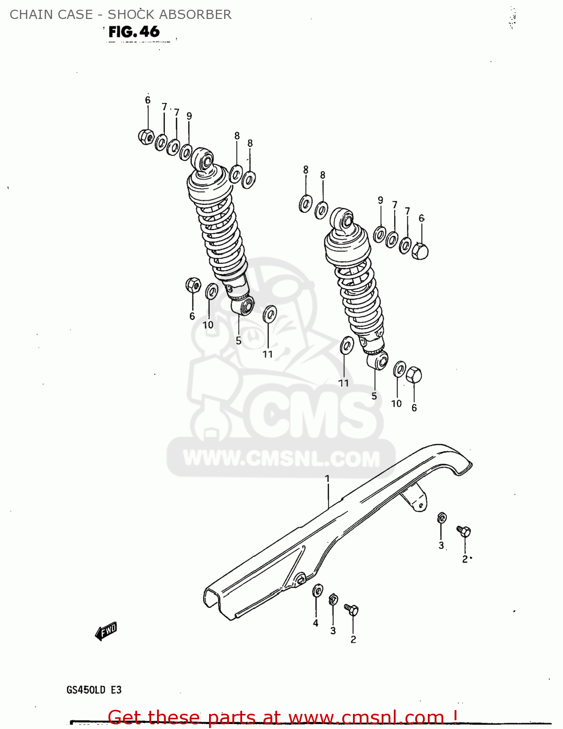 CHAIN CASE - SHOCK ABSORBER GS450L 1983 (D) USA (E03)