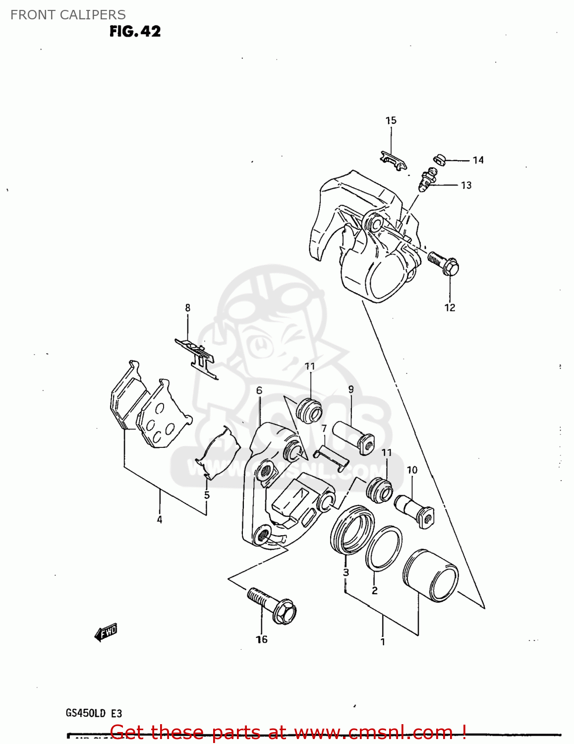 FRONT CALIPERS GS450L 1983 (D) USA (E03)