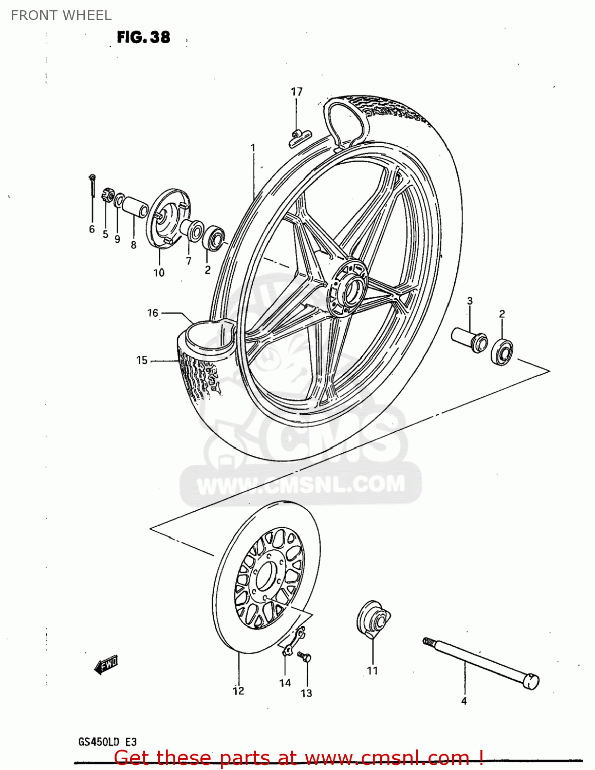 FRONT WHEEL GS450L 1983 (D) USA (E03)
