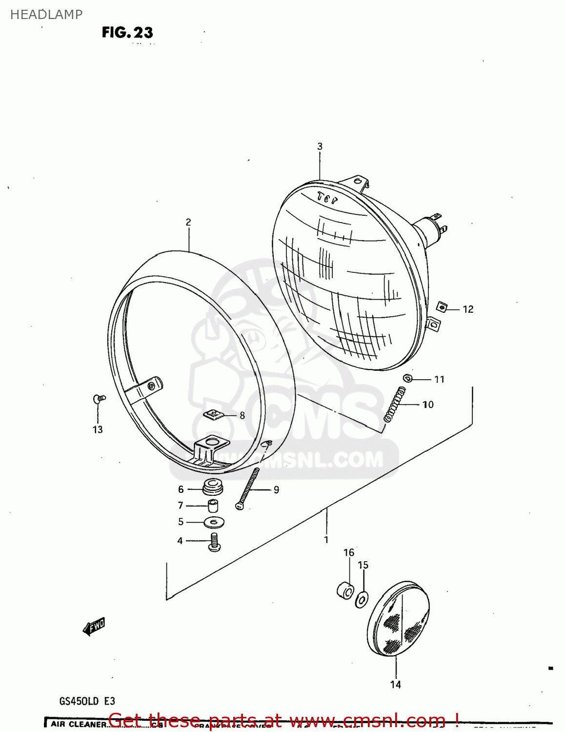 HEADLAMP GS450L 1983 (D) USA (E03)
