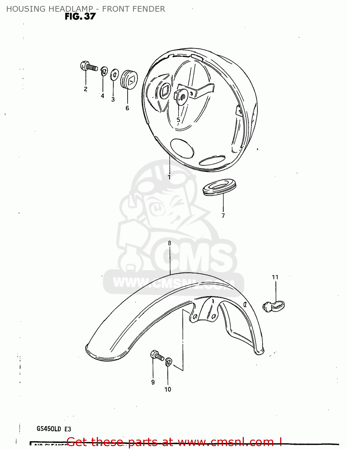 HOUSING HEADLAMP - FRONT FENDER GS450L 1983 (D) USA (E03)