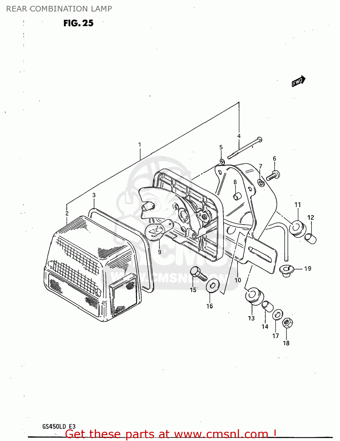 REAR COMBINATION LAMP GS450L 1983 (D) USA (E03)