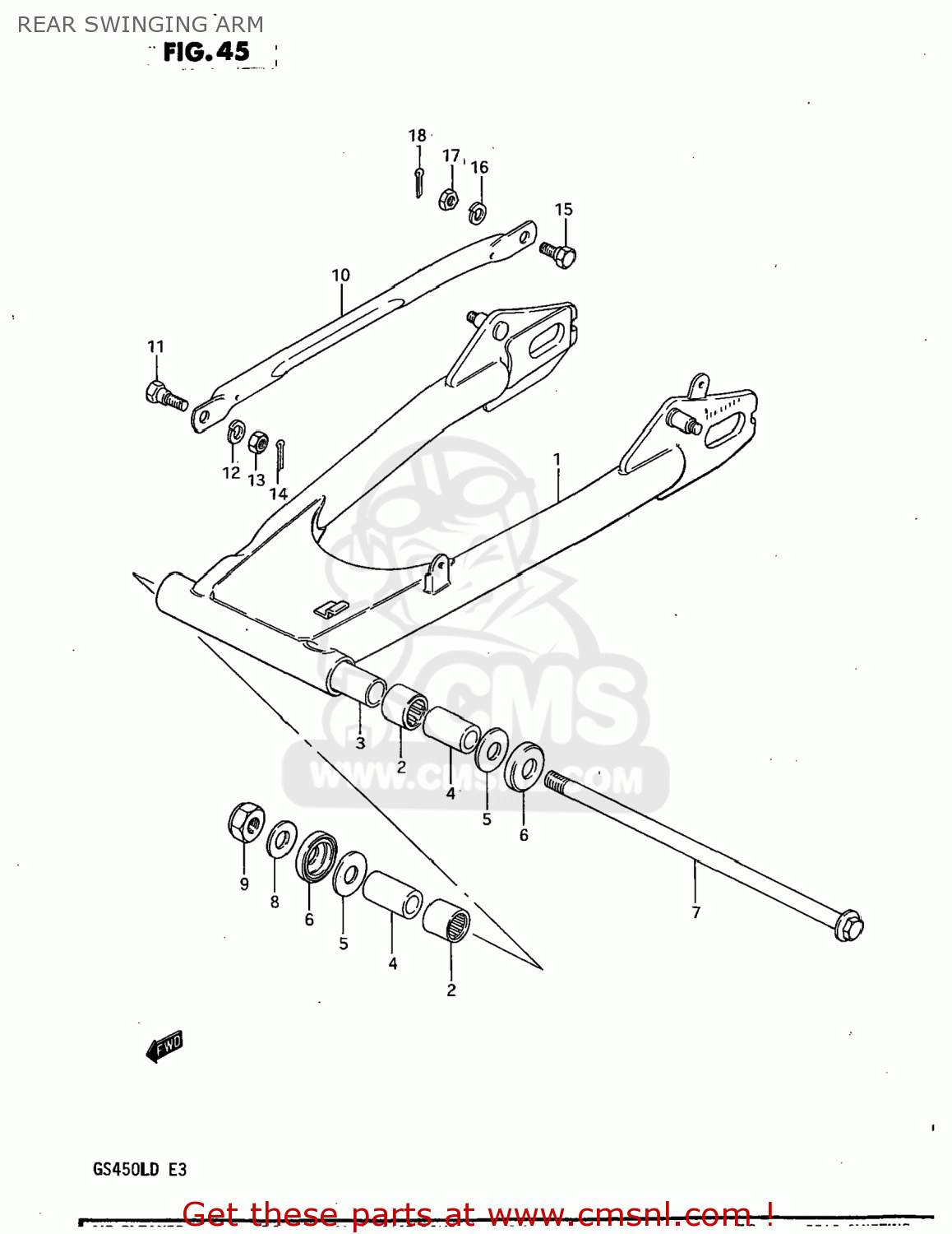 REAR SWINGING ARM GS450L 1983 (D) USA (E03)