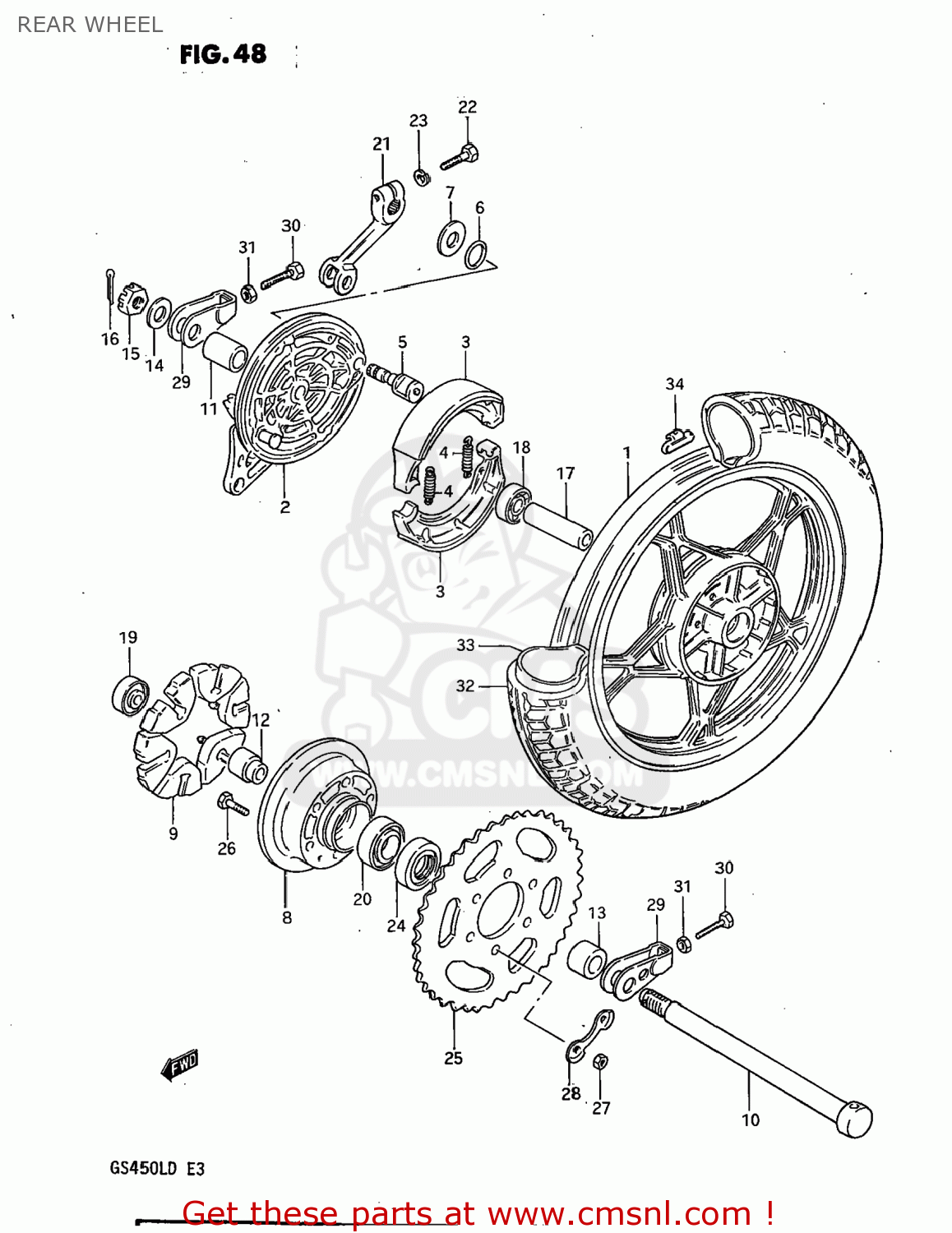 REAR WHEEL GS450L 1983 (D) USA (E03)