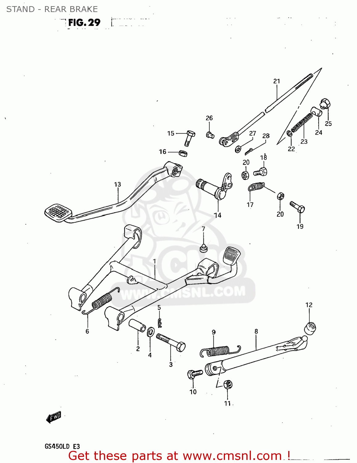 STAND - REAR BRAKE GS450L 1983 (D) USA (E03)