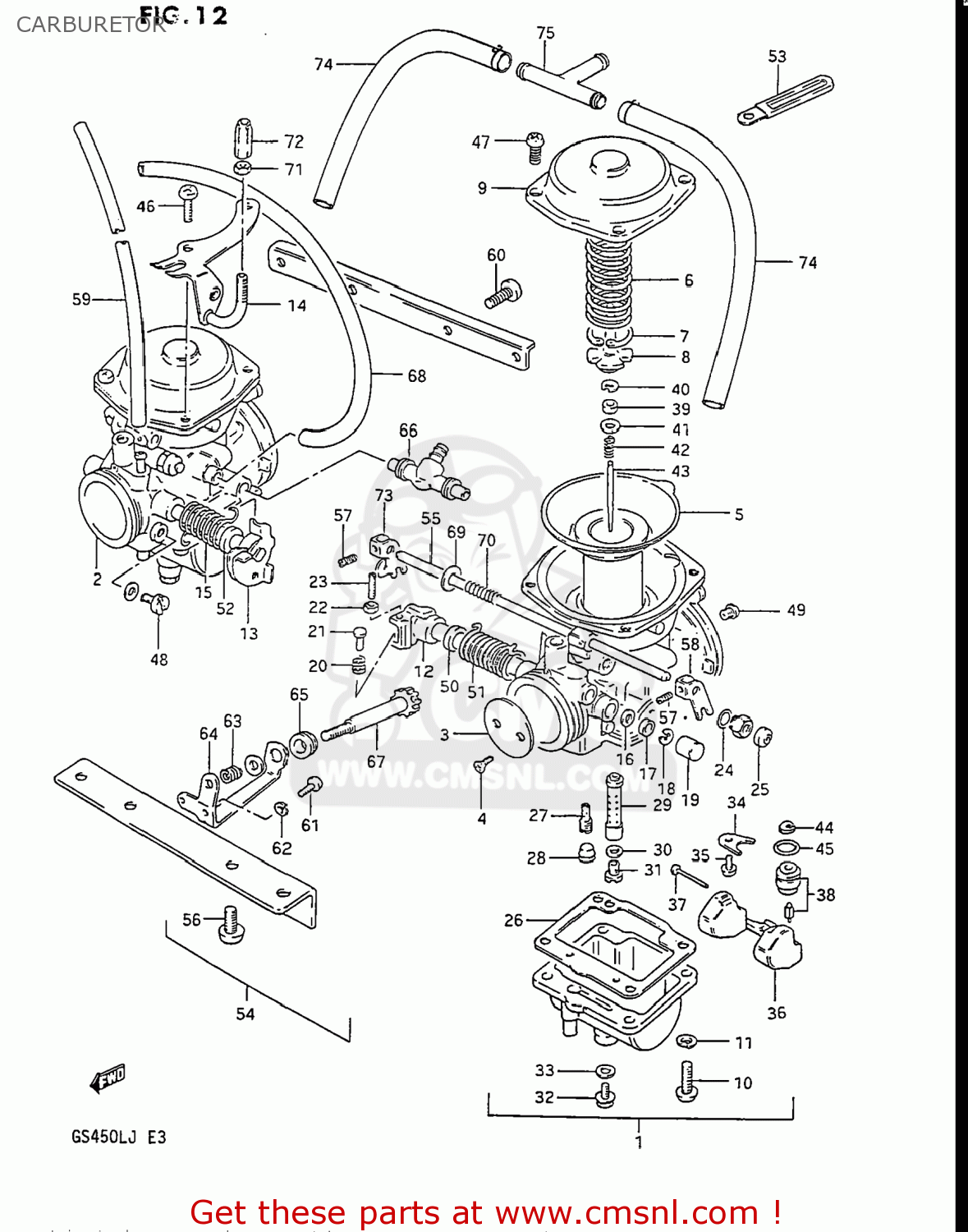 Suzuki GS450L 1985 (F) USA (E03) CARBURETOR - buy original CARBURETOR ...