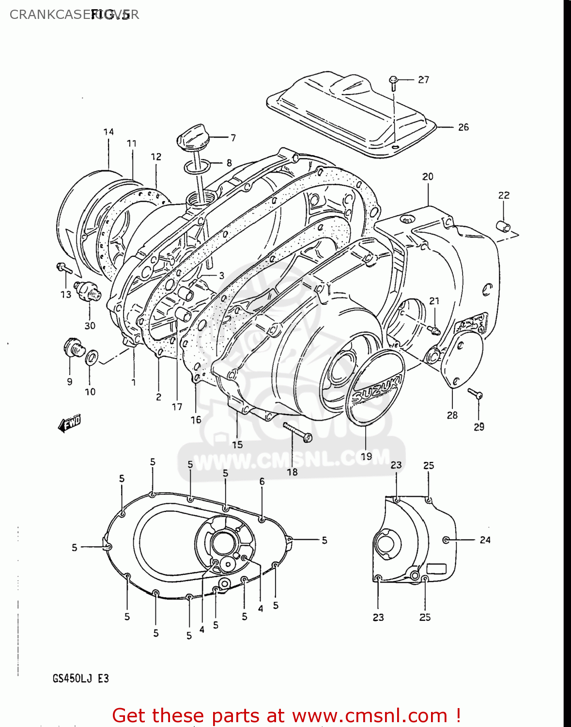 CRANKCASE COVER GS450L 1985 (F) USA (E03)
