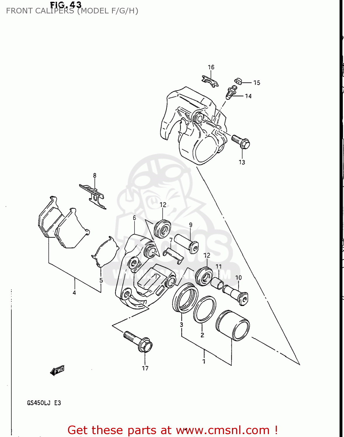 FRONT CALIPERS (MODEL F/G/H) GS450L 1985 (F) USA (E03)