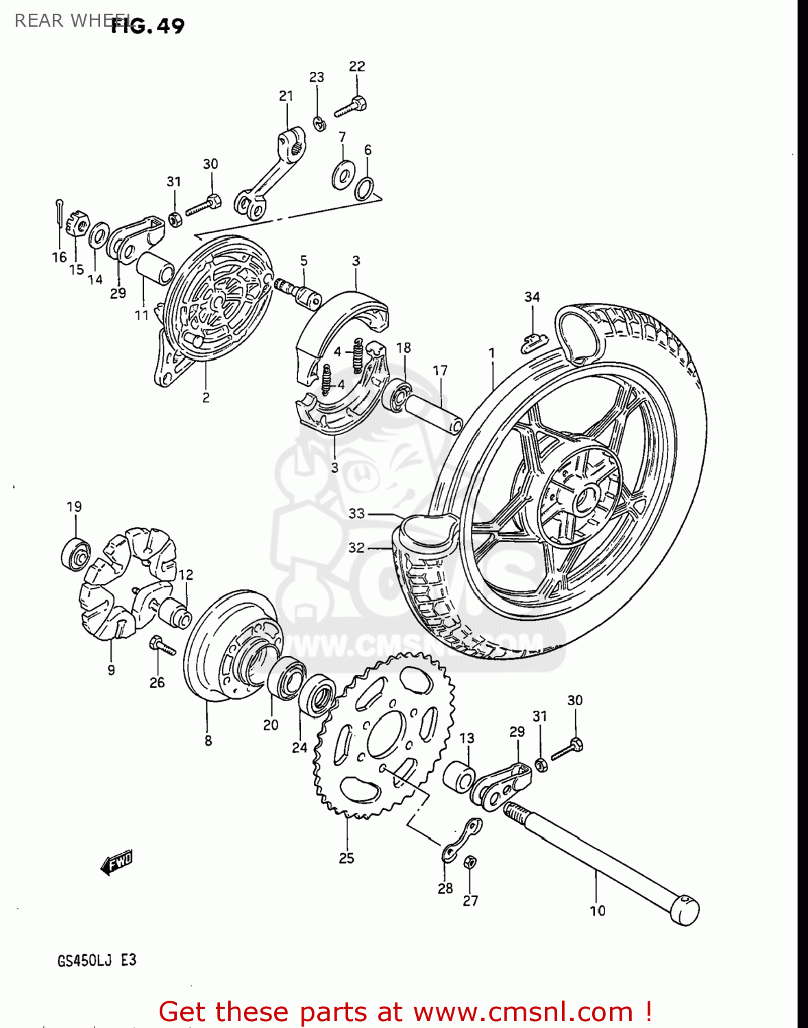 REAR WHEEL GS450L 1985 (F) USA (E03)