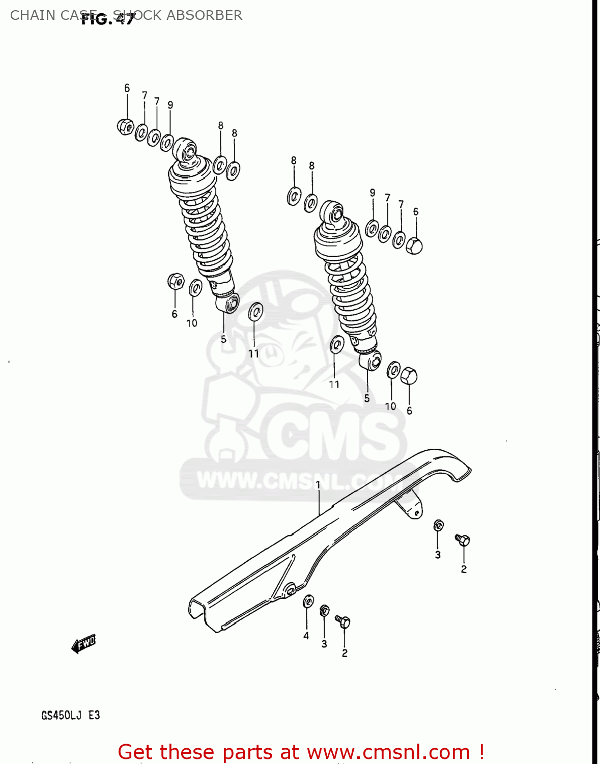 CHAIN CASE - SHOCK ABSORBER GS450L 1987 (H) USA (E03)