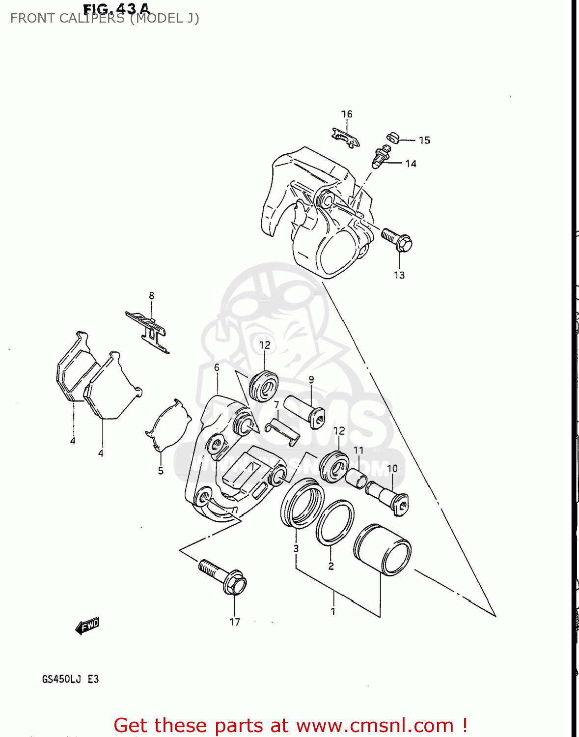 FRONT CALIPERS (MODEL J) GS450L 1987 (H) USA (E03)