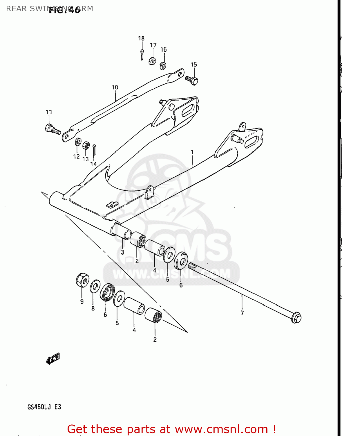 REAR SWINGING ARM GS450L 1987 (H) USA (E03)