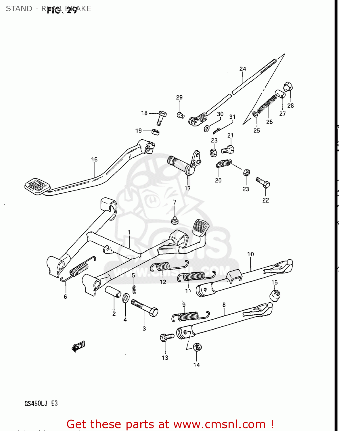 STAND - REAR BRAKE GS450L 1987 (H) USA (E03)