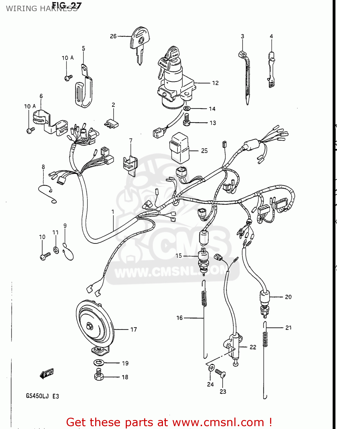 Suzuki GS450L 1988 (J) USA (E03) WIRING HARNESS - buy original WIRING ...