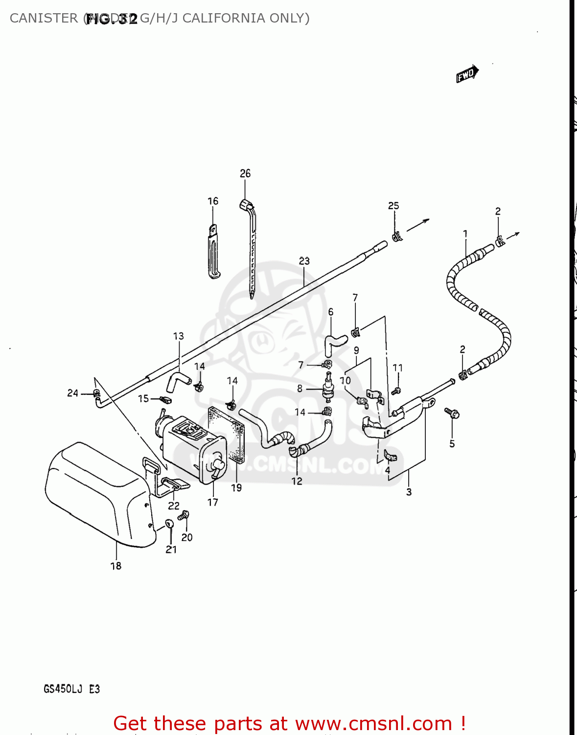 CANISTER (MODEL G/H/J CALIFORNIA ONLY) GS450L 1988 (J) USA (E03)