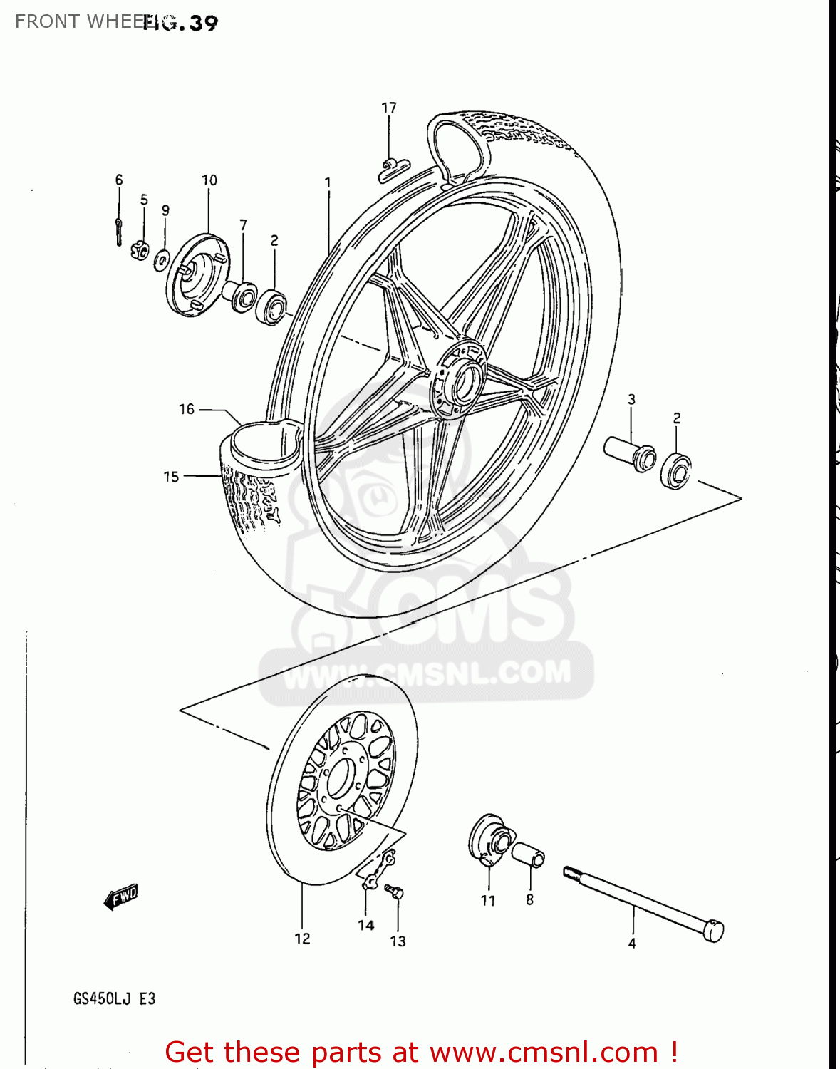 FRONT WHEEL GS450L 1988 (J) USA (E03)