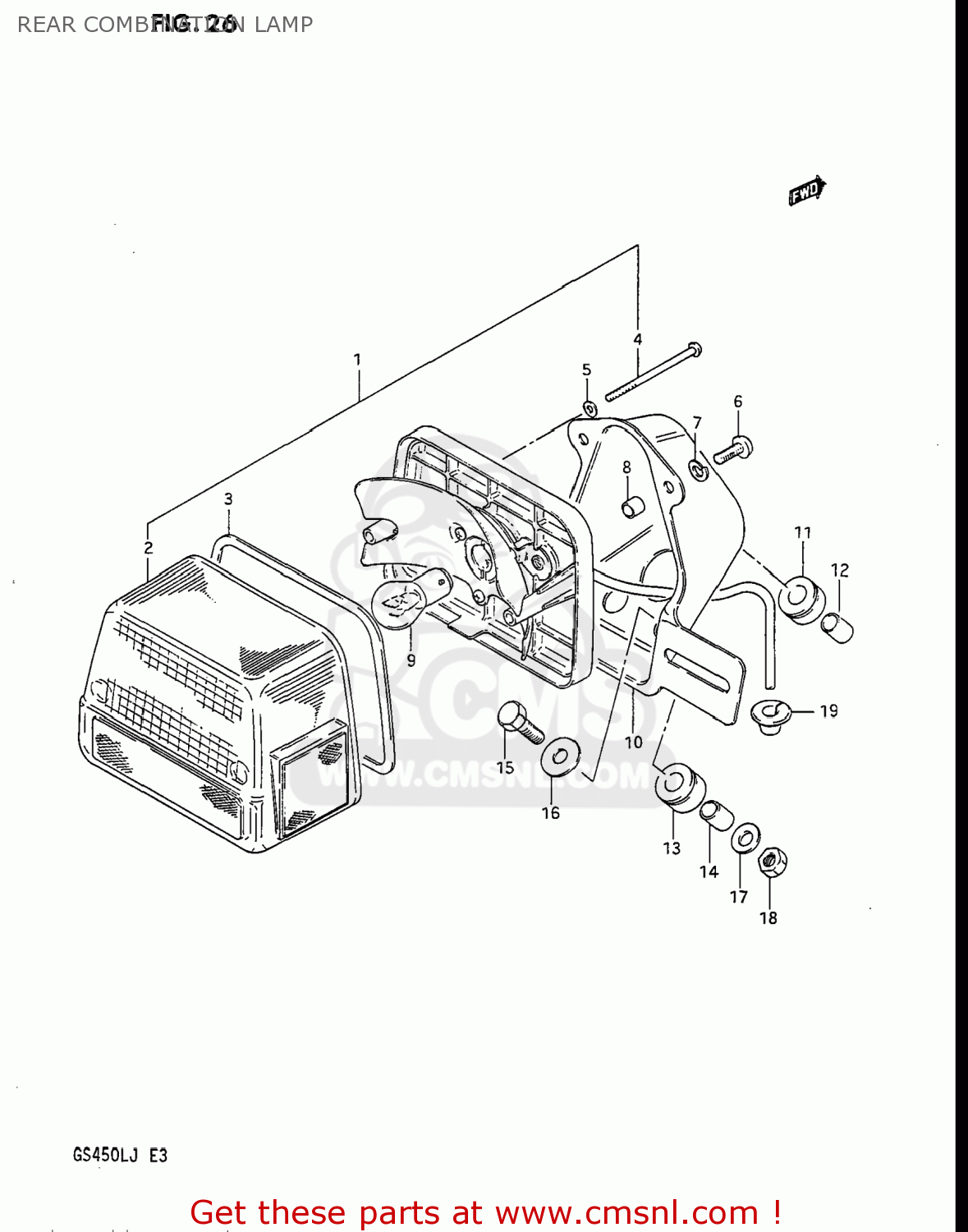 REAR COMBINATION LAMP GS450L 1988 (J) USA (E03)