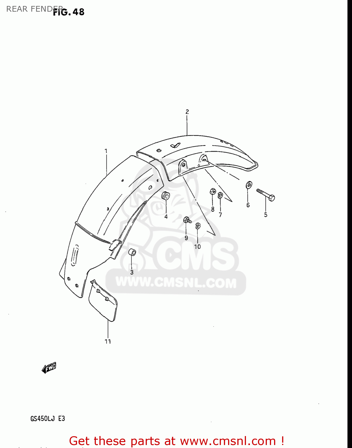 REAR FENDER GS450L 1988 (J) USA (E03)