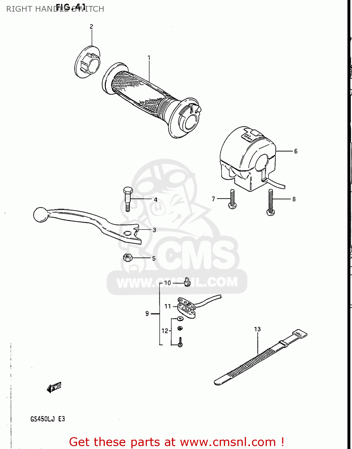 RIGHT HANDLE SWITCH GS450L 1988 (J) USA (E03)