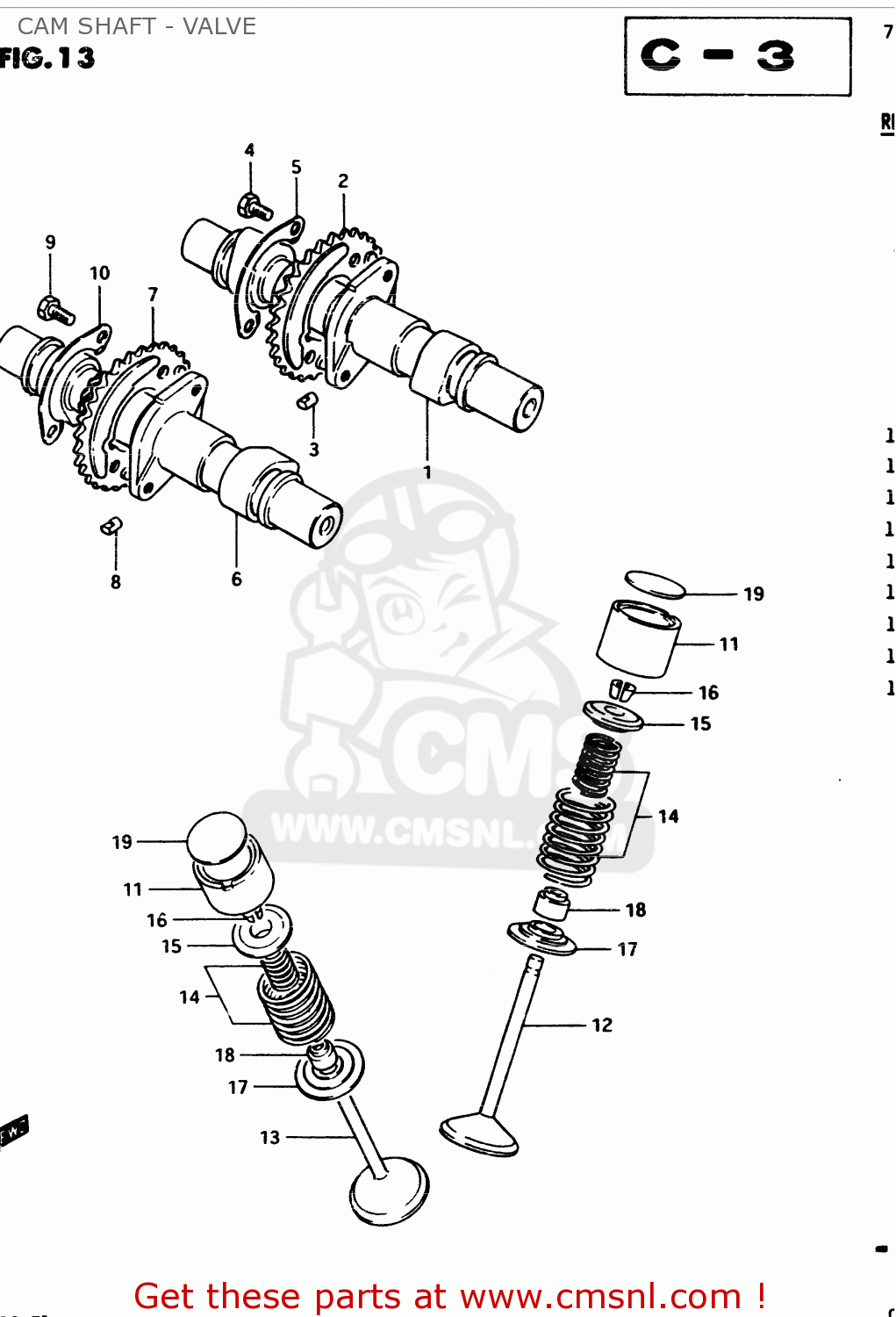 CAM SHAFT - VALVE GS450S 1982 (D) GENERAL EXPORT (E01)