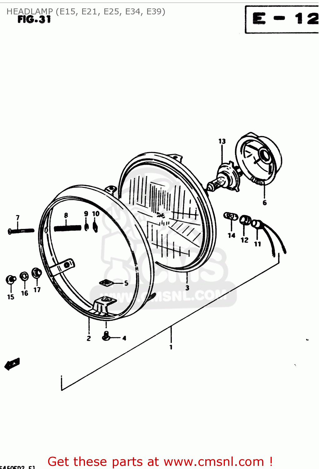 HEADLAMP (E15, E21, E25, E34, E39) GS450S 1982 (D) GENERAL EXPORT (E01)