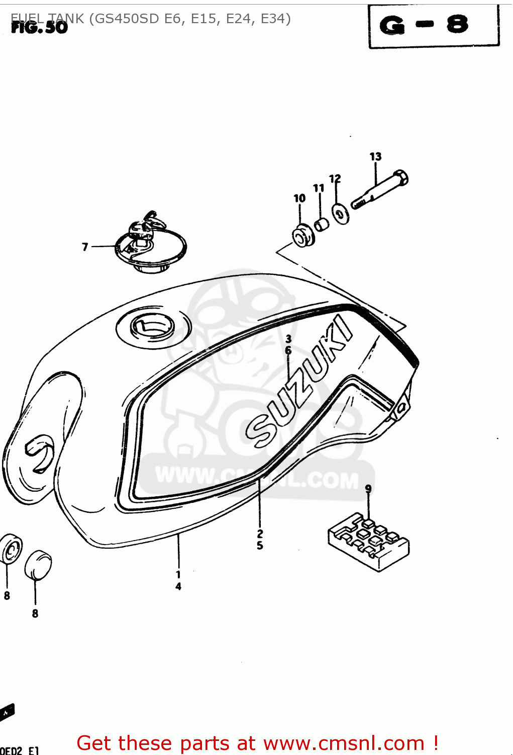 FUEL TANK (GS450SD E6, E15, E24, E34) GS450S 1982 (D) GENERAL EXPORT (E01)