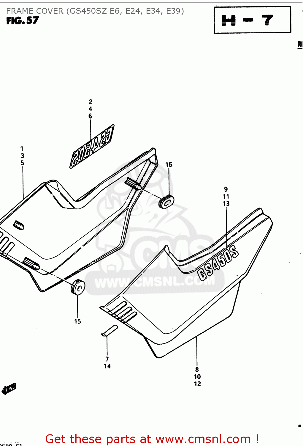 FRAME COVER (GS450SZ E6, E24, E34, E39) GS450S 1982 (D) GENERAL EXPORT (E01)