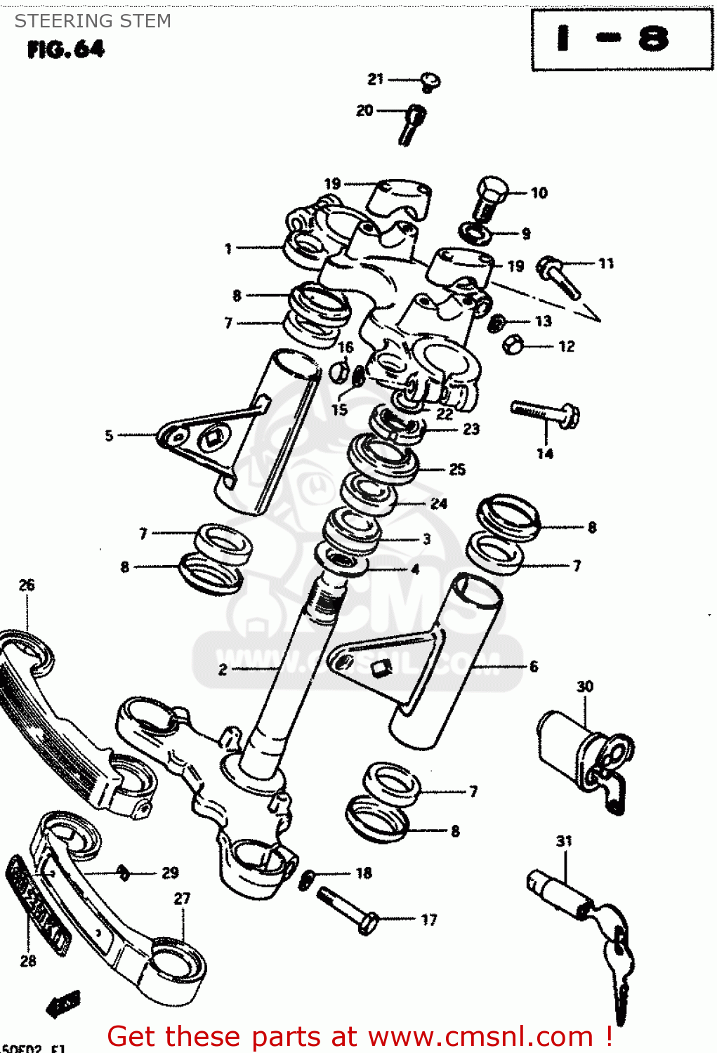 STEERING STEM GS450S 1982 (D) GENERAL EXPORT (E01)