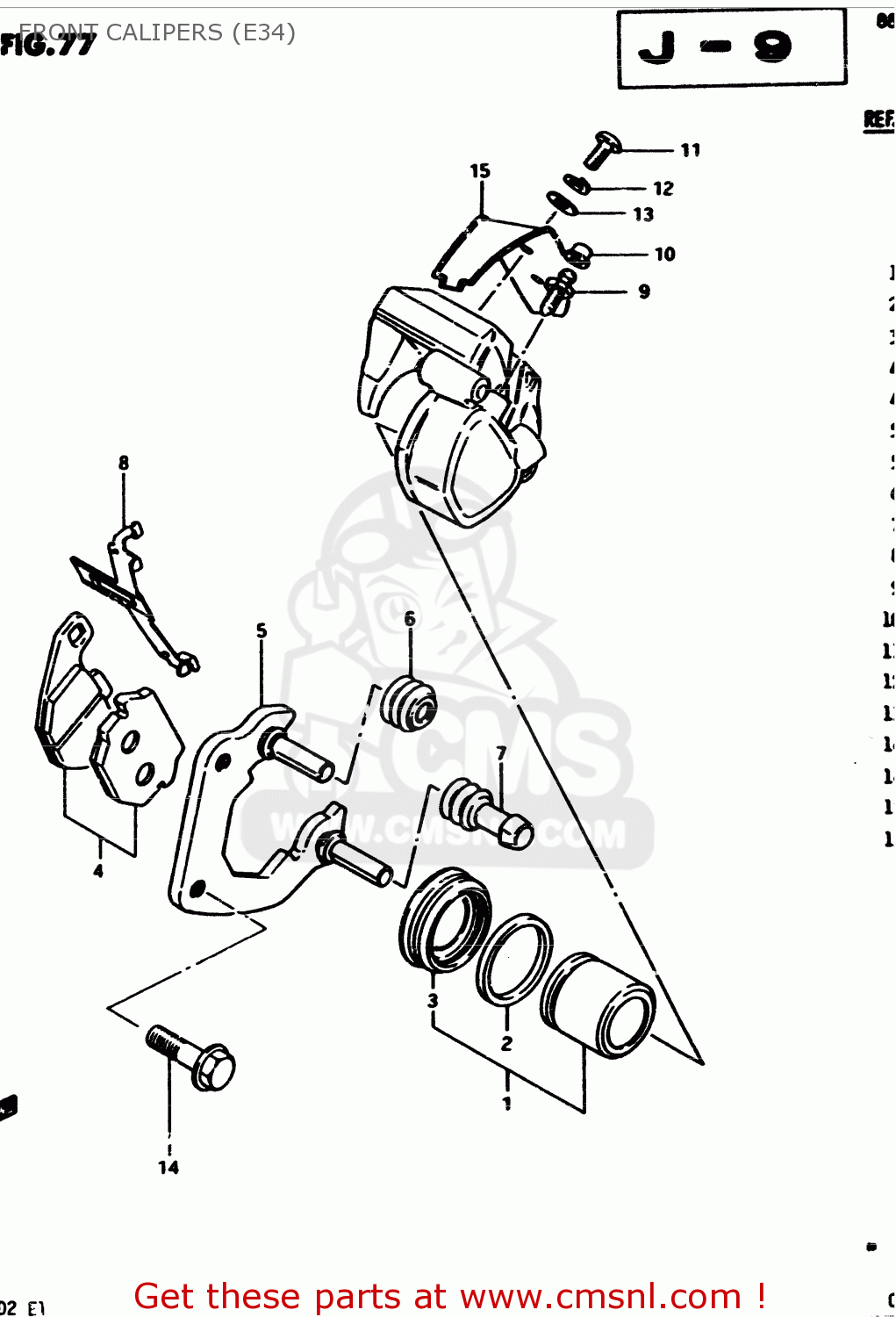 FRONT CALIPERS (E34) GS450S 1982 (D) GENERAL EXPORT (E01)
