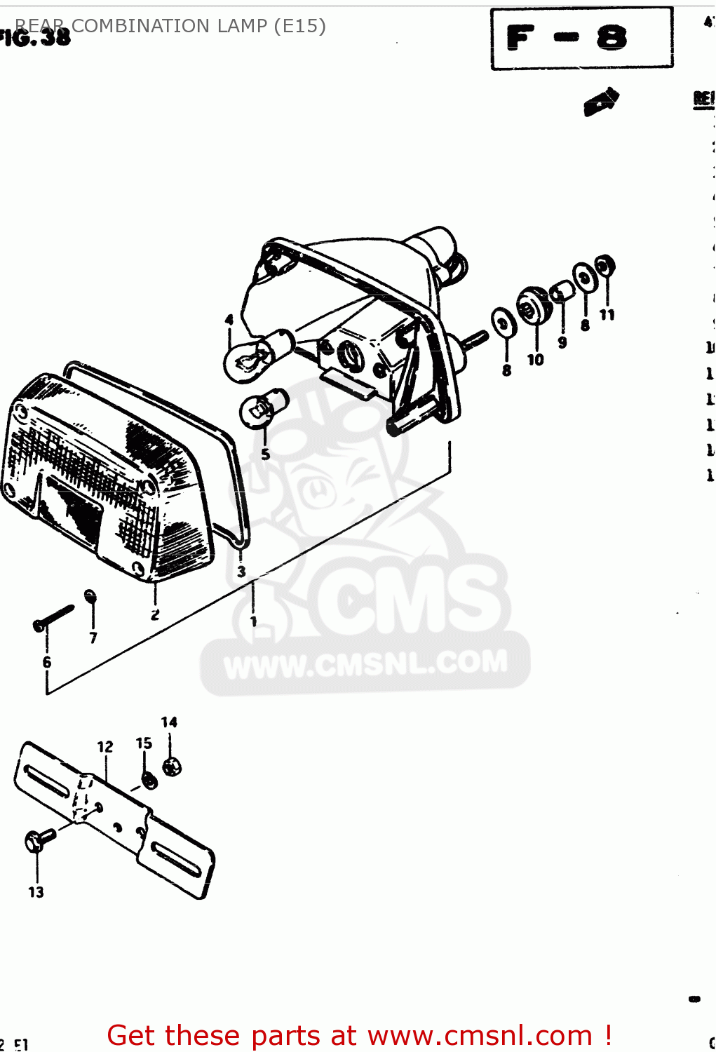 REAR COMBINATION LAMP (E15) GS450S 1982 (Z) GENERAL EXPORT (E01)