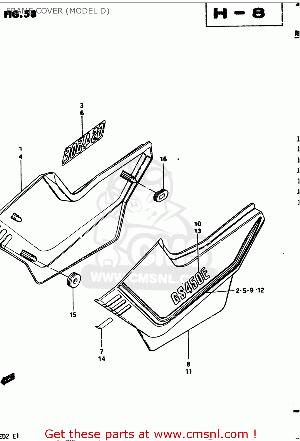 FRAME COVER (MODEL D) GS450S 1982 (Z) GENERAL EXPORT (E01)