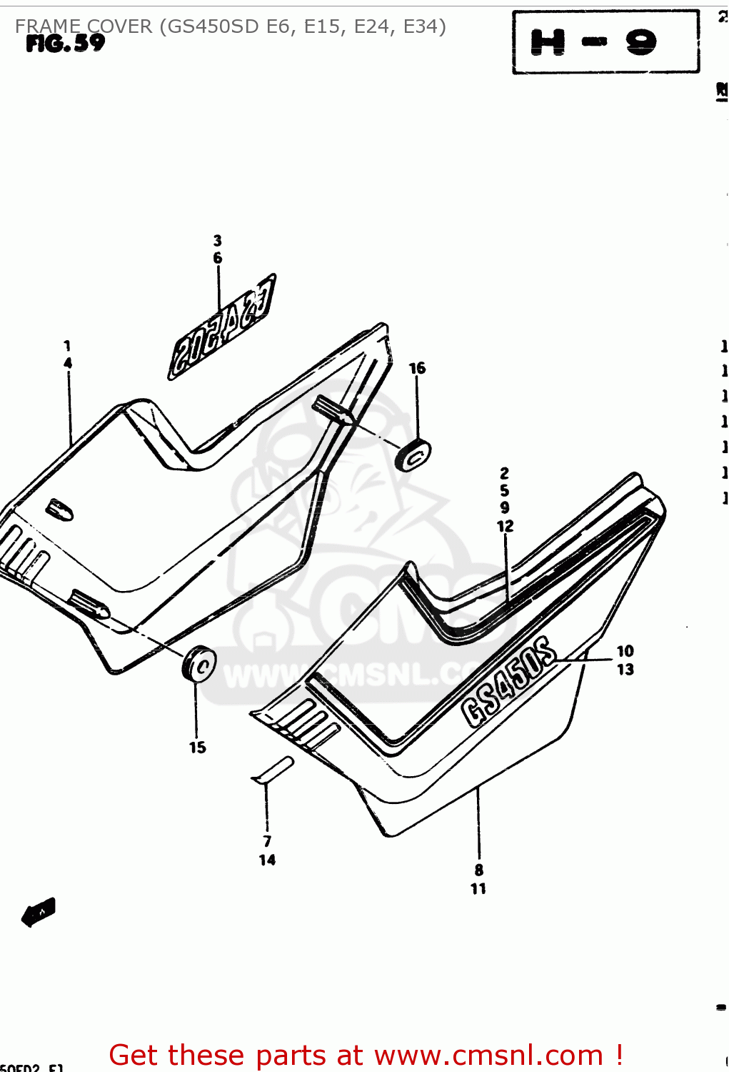 FRAME COVER (GS450SD E6, E15, E24, E34) GS450S 1982 (Z) GENERAL EXPORT (E01)