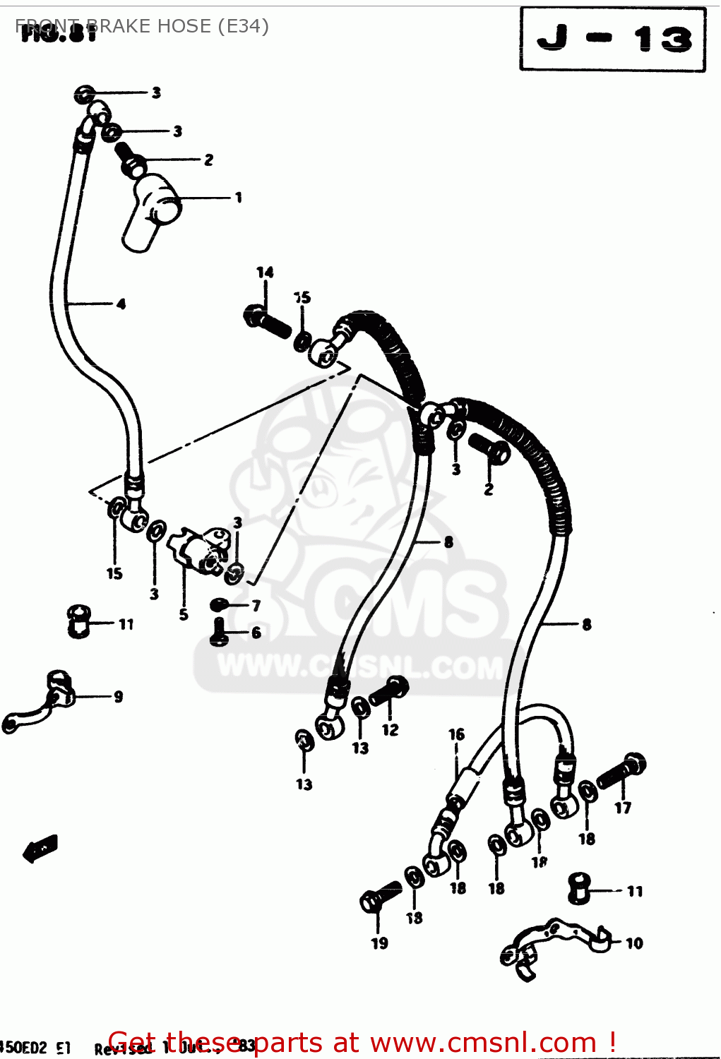 FRONT BRAKE HOSE (E34) GS450S 1982 (Z) GENERAL EXPORT (E01)