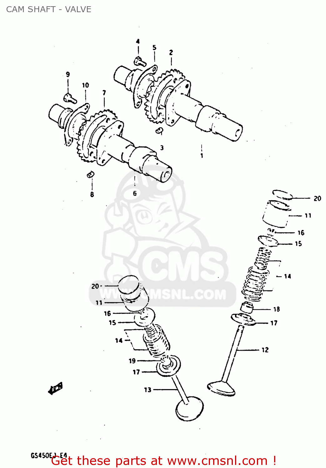 CAM SHAFT - VALVE GS450S 1984 (E) (E06 E15 E34 E39)
