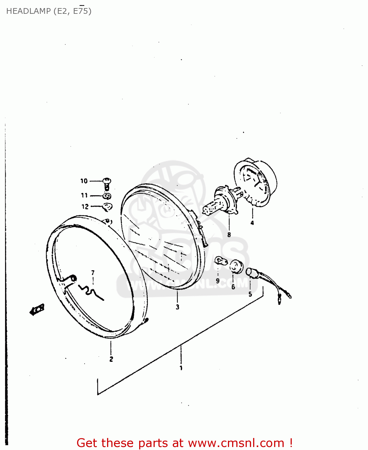 HEADLAMP (E2, E75) GS450S 1985 (F) FINLAND ITALY AUSTRIA (E15 E34 E39)
