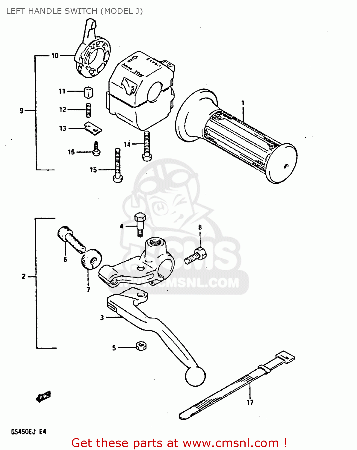 LEFT HANDLE SWITCH (MODEL J) GS450S 1985 (F) FINLAND ITALY AUSTRIA (E15 E34 E39)