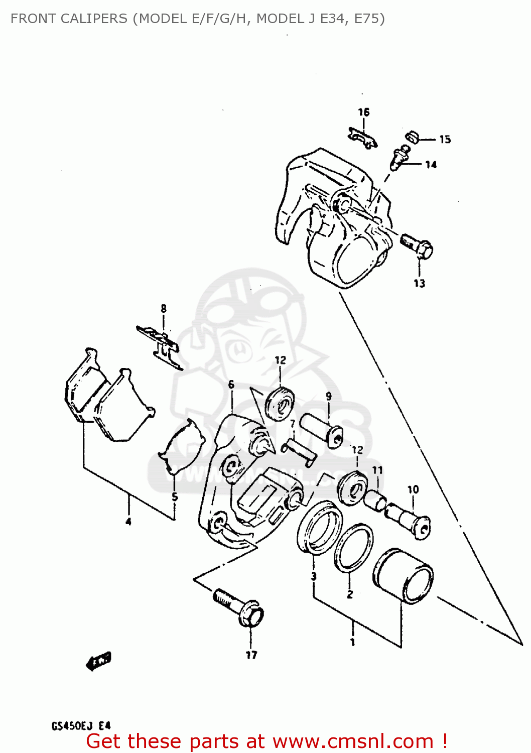 FRONT CALIPERS (MODEL E/F/G/H, MODEL J E34, E75) GS450S 1985 (F) FINLAND ITALY AUSTRIA (E15 E34 E39)