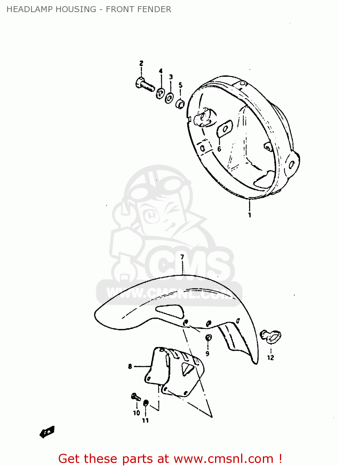 HEADLAMP HOUSING - FRONT FENDER GS450S 1986 (G) FINLAND AUSTRIA (E15 E39)