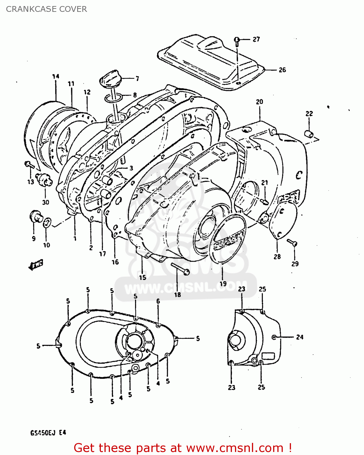 CRANKCASE COVER GS450S 1986 (G) FINLAND AUSTRIA (E15 E39)
