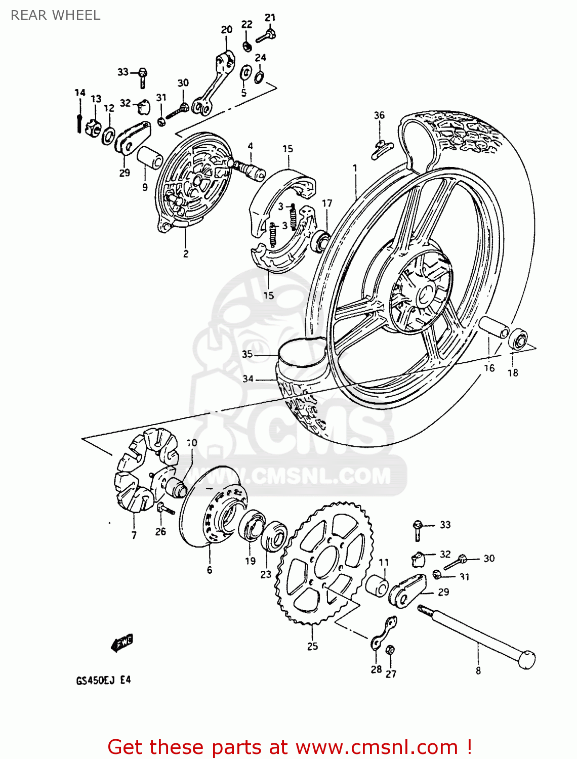 REAR WHEEL GS450S 1987 (H) FINLAND ITALY AUSTRIA (E15 E34 E39)