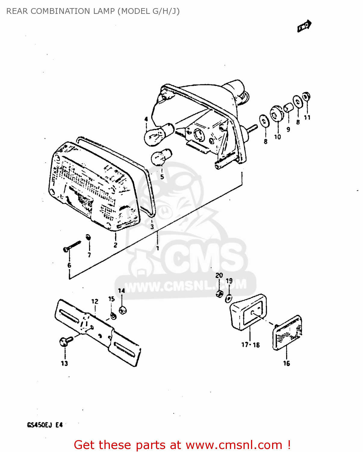 REAR COMBINATION LAMP (MODEL G/H/J) GS450SU 1988 (J) GERMANY (E22)